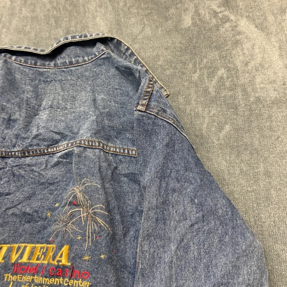 Vintage Circe Las Vegas Riviera Hotel & Casino Trucker Jacket Mens Medium Blue